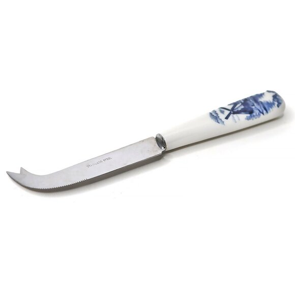 Vintage DELFT Blue Dutch Cheese Knife | Ceramic Handle Stainless Steel Blade - Picture 2 of 9